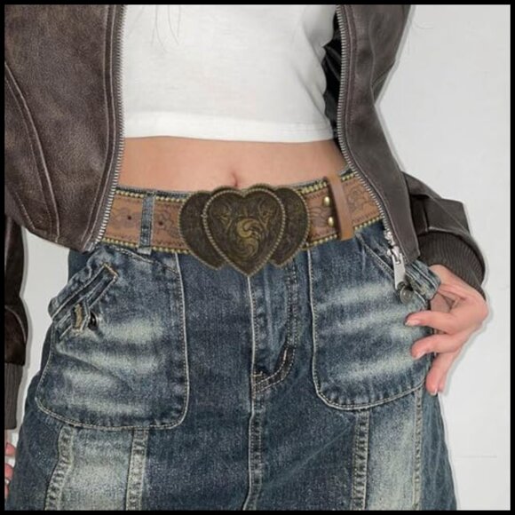 Vintage Studded Floral PU Leather Belt for Jeans and Dresses main image 6